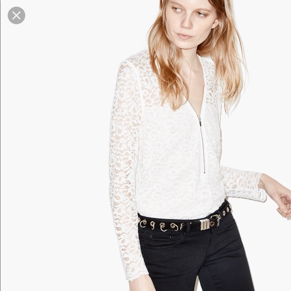 lace zip front blouse